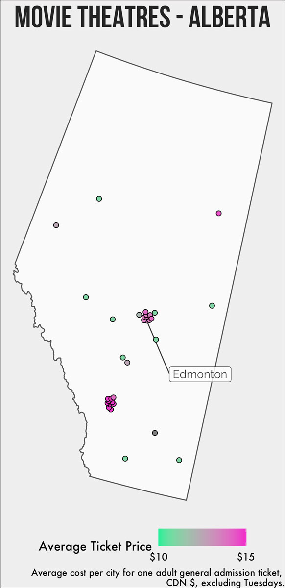 map of theatres in alberta