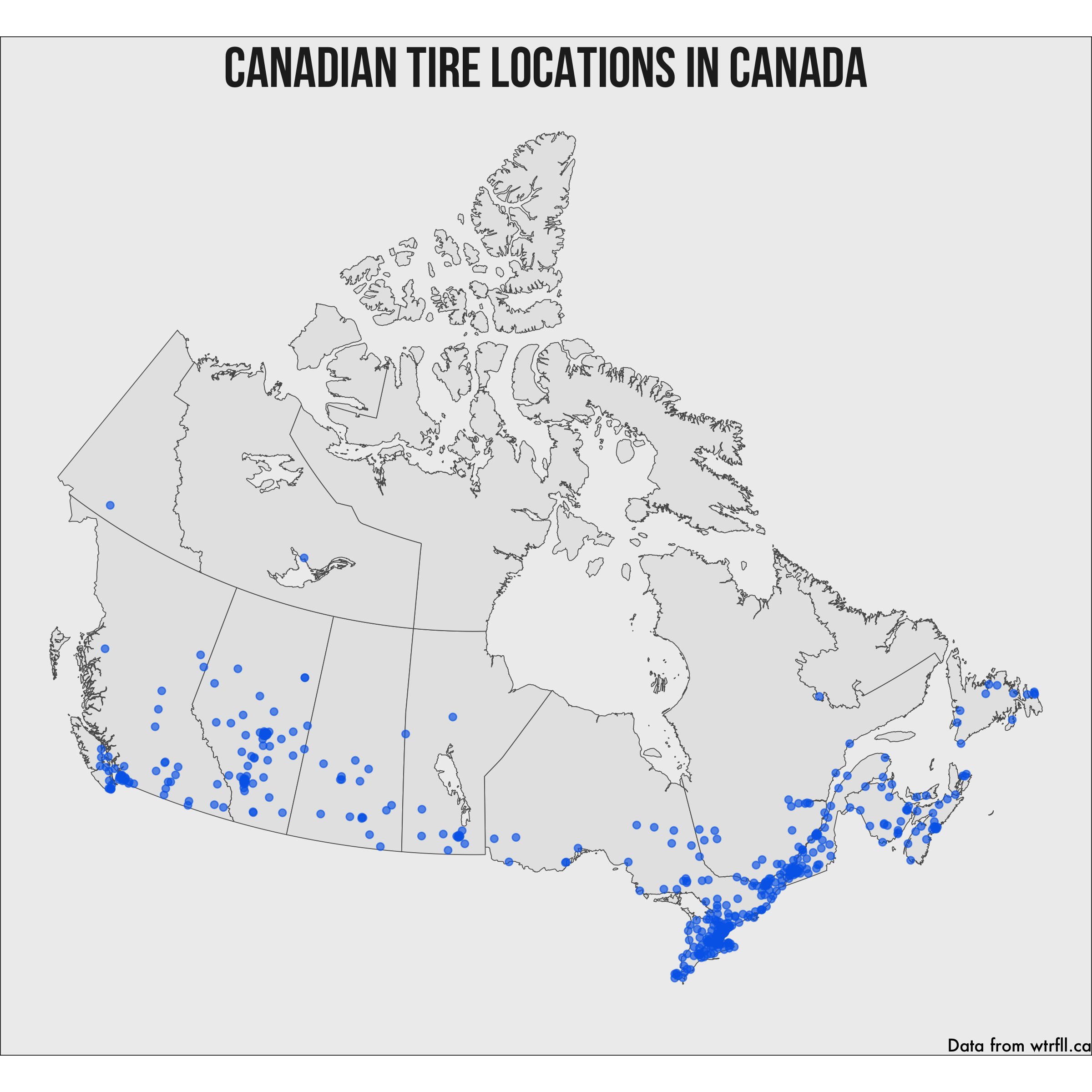 map of canada with canadian tire locations