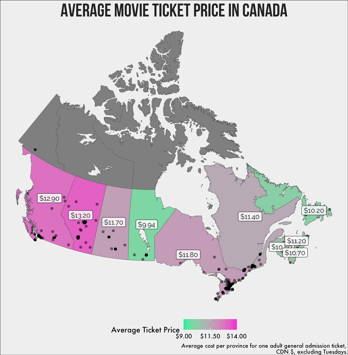 canada map theatres