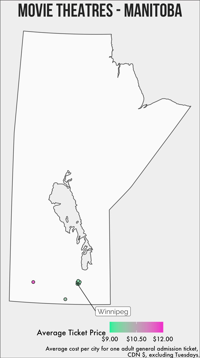 map of theatres in manitoba