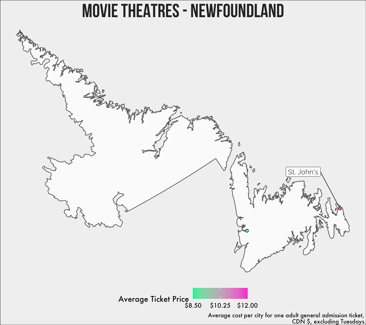 map of theatres in newfoundland