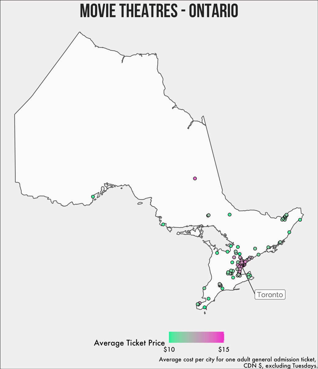 map of theatres in ontario